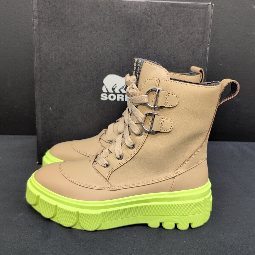 SOREL Caribou X Chelsea Waterproof Leather Lace-Up Boot Women's US 8.5 Canoe - Picture 3 of 14